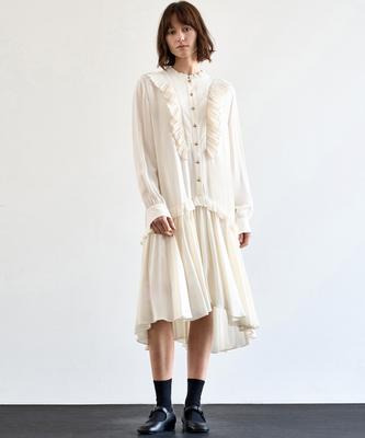 Mite Pleats Collor Shirring Dress_Cm