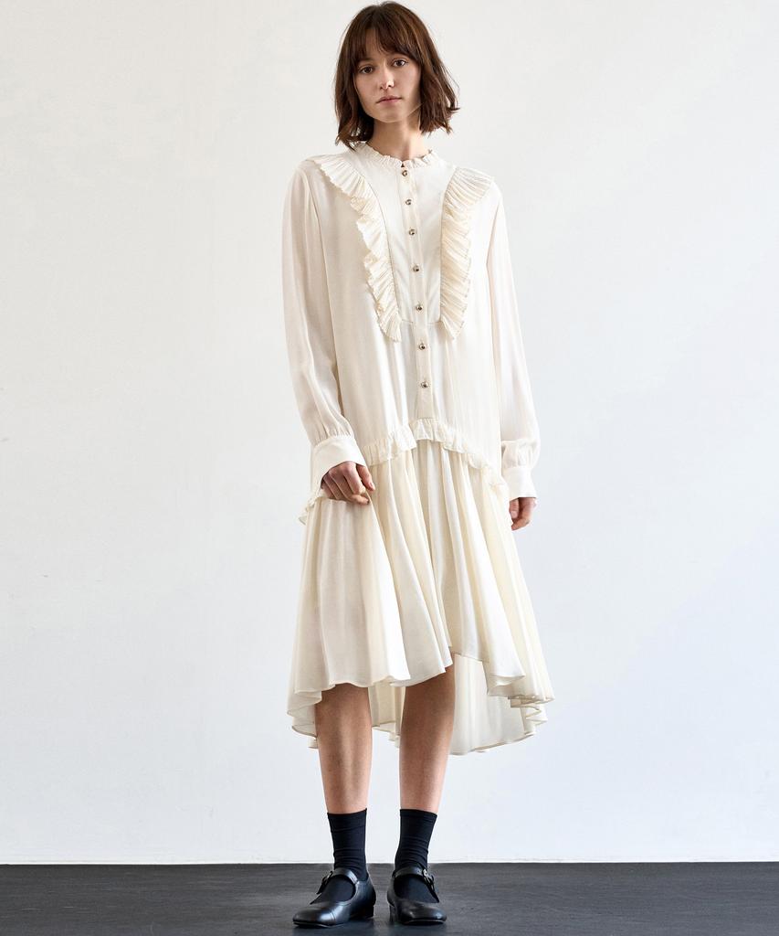MITTE Pleats Collor Shirring Dress_Cm