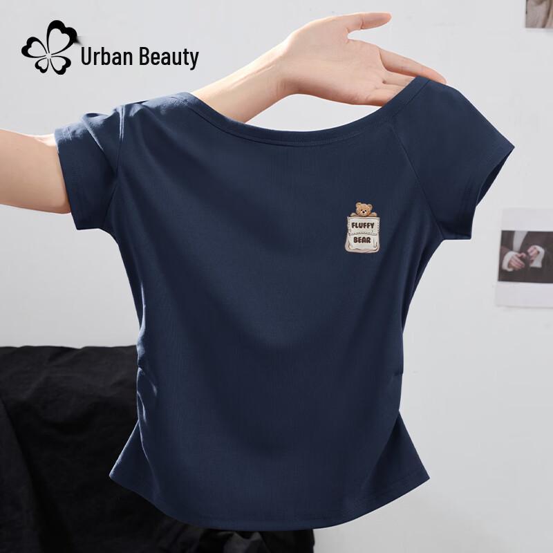 Women s Slim-fit Oblique Shoulder T-shirt M
