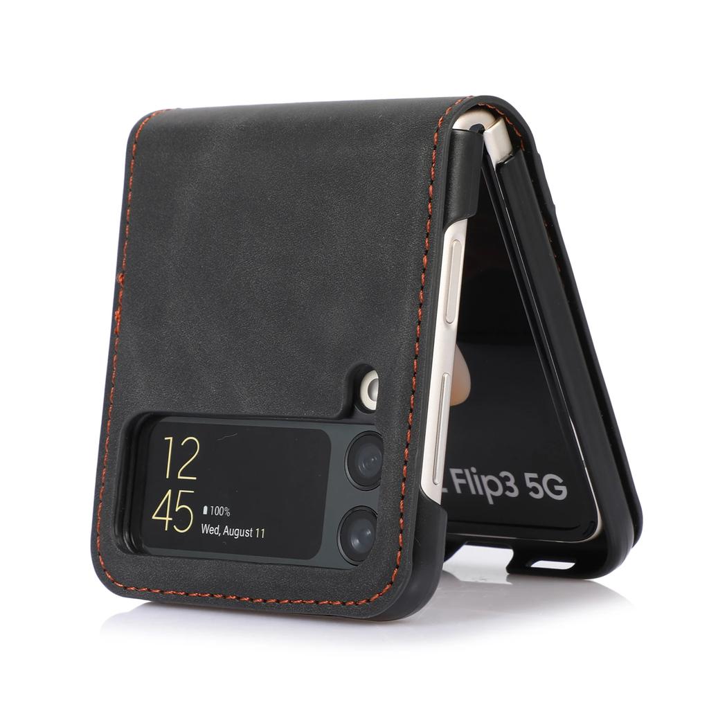 Étui Fin en Cuir de Luxe pour Samsung Galaxy Z Flip 6 5 4 3 5G Flip3 Anti-choc Emplacement Cartes Housse de Protection Téléphone Coque Affaires