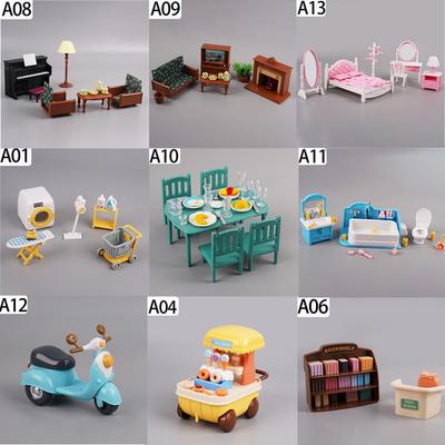 Miniature Mini Furniture Play House Doll House Simulation Scene Small Ornament Living Room Table And Chairs Kitchen Washing Machine Set