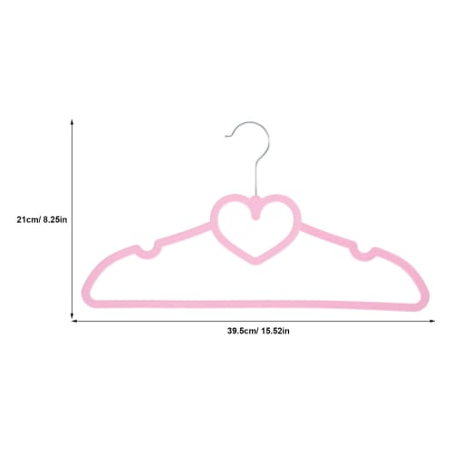 Ledmomo 20-Piece Pink Heart-Shaped Clothes Hangers, 40cm, Non-Slip, Slim, Shape-Retaining, for Laundry and Drying