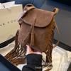 Premium sense simple niche design retro tassel shoulder messenger bag women's 2025 autumn and winter new trendy bucket bag