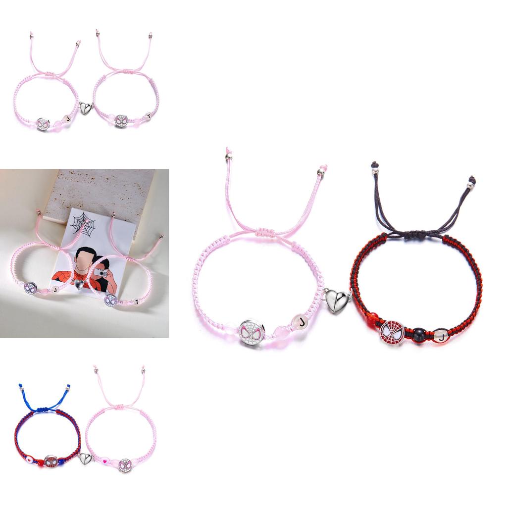 Braccialetti Magnetici Marvel Spiderman per Coppie con Pietre di Cristallo per Regalo e Moda