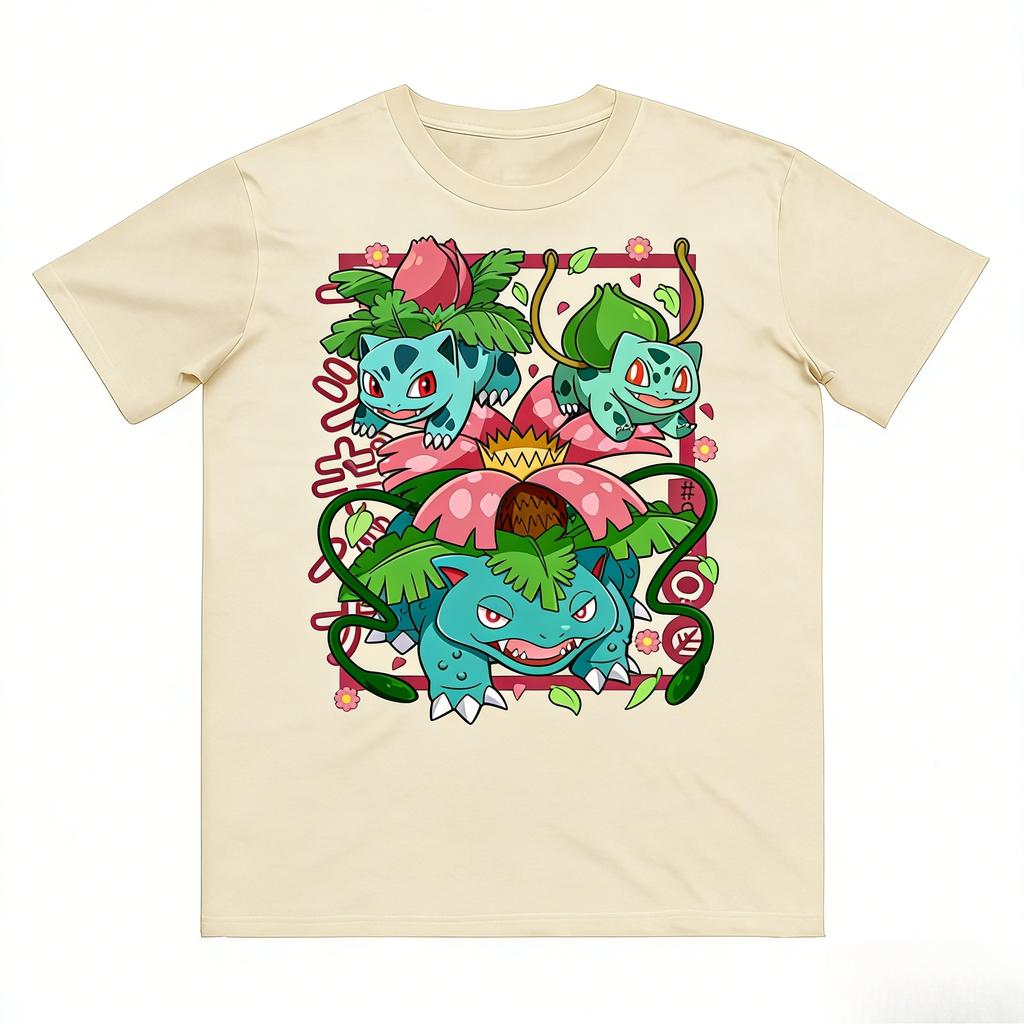 Pokmon Bulbasaur Evolution Printed Tshirt Unisexs And Womens Tshirt Unisexs Top Harajuku Tshirt 2026 Summer New Tee Streetwear
