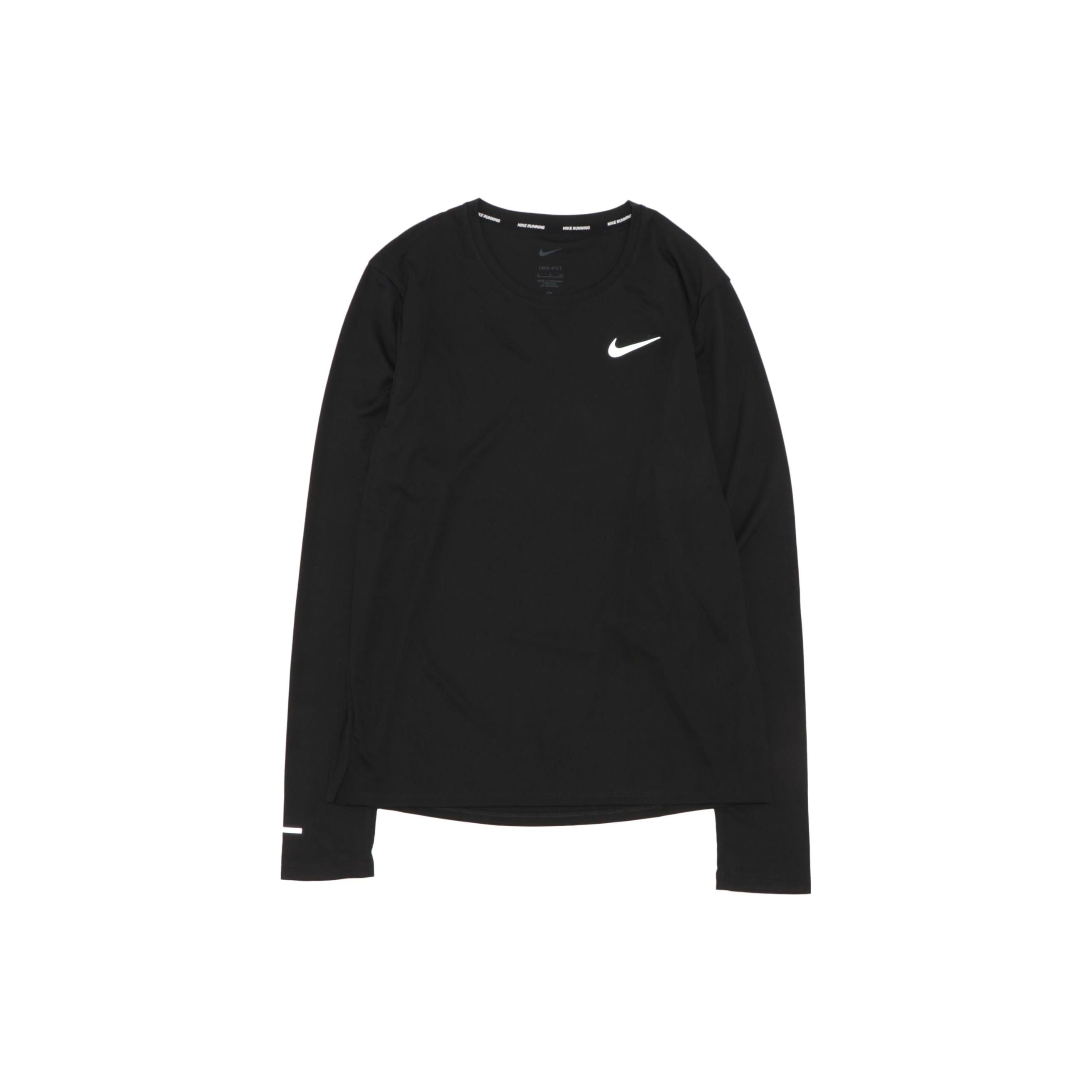 

Мужские спортивные футболки с длинными рукавами и однотонным логотипом Nike Dri-FIT, черные DD4577-010