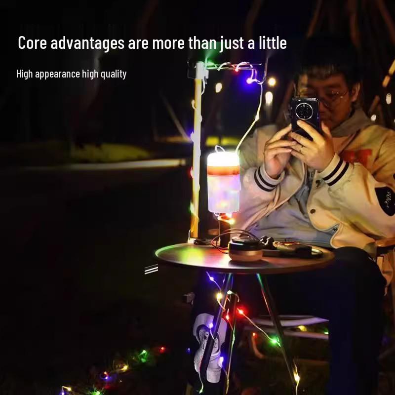 LED Camping Lantern Tent Light & Atmosphere Glow Strip with Measuring Tape Spotlight.