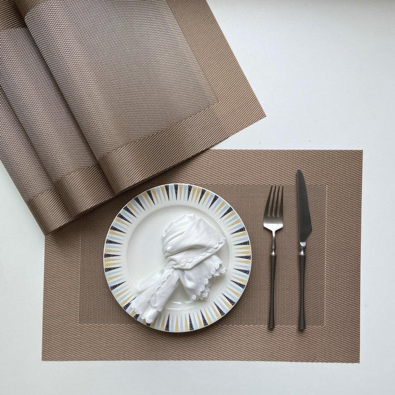 PVC Western food mat, hotel Teslin thermal insulation mat, single frame coaster, home non-slip double frame jacquard woven mat