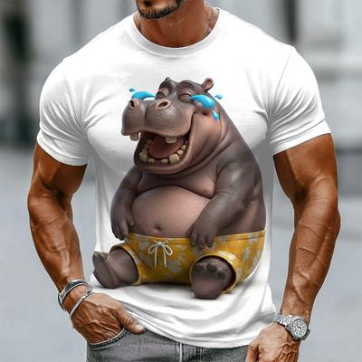 3D Gedrucktes Cartoon Buntes Grafik T-Shirt Für Männer Lustige Tier Muster T-Shirts Sommer Street Lässige Kurzarm Rundhals Oberteile