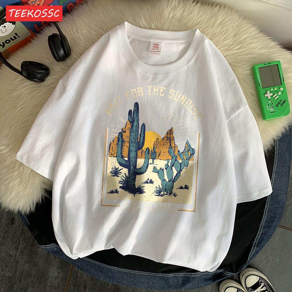 Wait For The Sunrise Print Tee Clothing Femme Versatile Personality T-Shirt Cool Lovely T-Shirts Oversized Vigor Short Sleeved