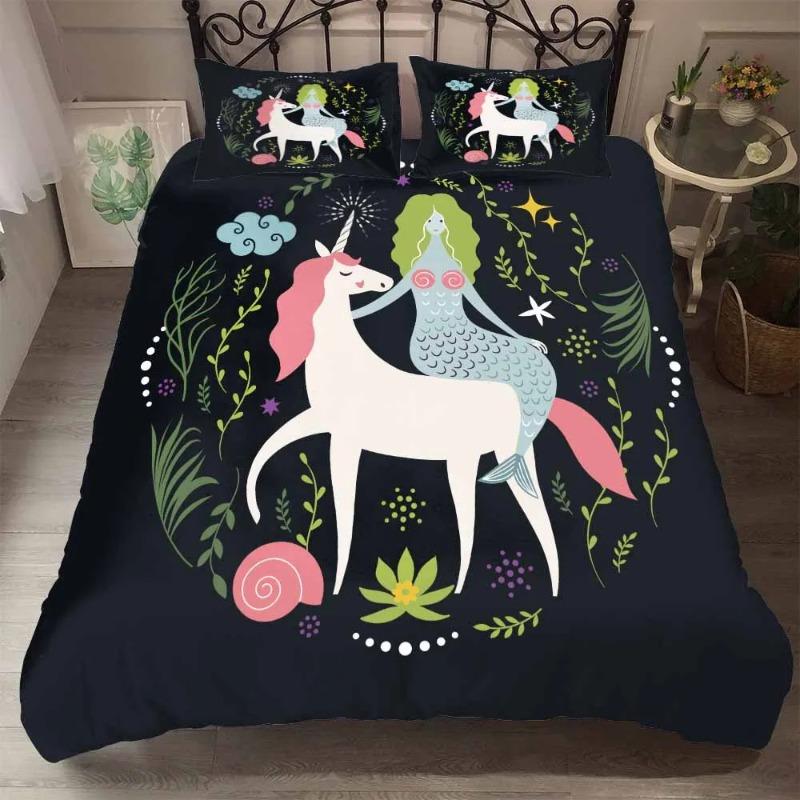 Dropship Unicorns Bed Linens Bedding Dream Cartoon Unicorn Bedcover Set Thick Kids Full King Size Comforter Cover Pillow Cover
