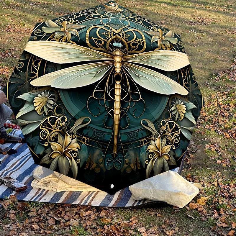 1PC Dragonfly Art Nouveau Automatic Open/Close Umbrella with Windproof, 8-Rib Sturdy Canopy, Durable Ribs, Fashionable Design1314A