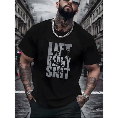 European Sizes Men Casual T Shirt Lift Heavy Shit Gym Workout Graphic Print Street Style Adults Men Fashion Casual Wear
