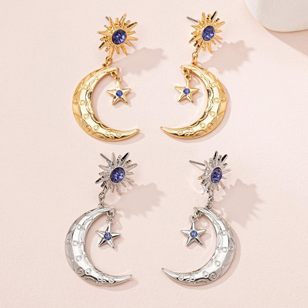 Stud Earrings with Moon and Star Pendants Jewelry Gifts