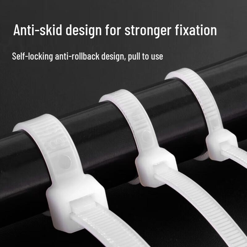 Bingfu Self-Locking Nylon Cable Ties, 7.5x200mm, 100 Pack