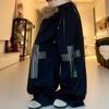 Unisex Weitbeinige Nieten Jazz Tanzhose - Schwarze Sportliche Freizeitkleidung für Frühling & Herbst