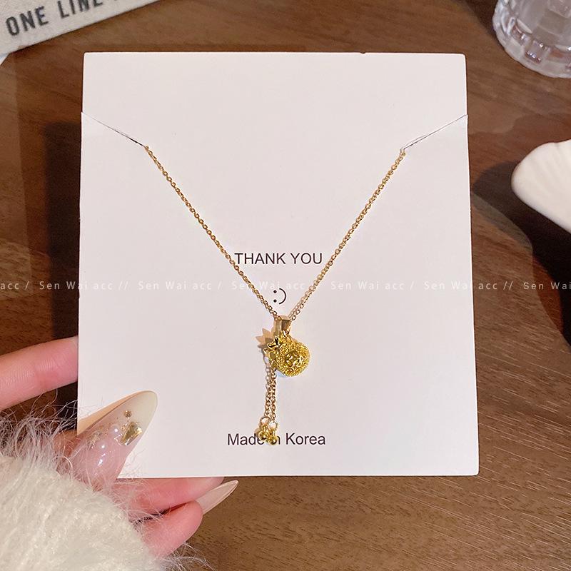 Guofeng Hollow Lucky Bag Necklace Women's Light Luxury Niche Design Collarbone Chain Fashion Sweater Chain