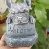 Pernă Creativă pentru Câine Ornament de Grădină Câine de Pază de Bun Venit Decor pentru Curte Artizanat din Rășină pentru Casă Sculptură Decor Drăguț pentru Birou