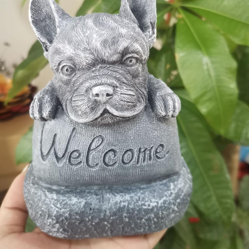Pernă Creativă pentru Câine Ornament de Grădină Câine de Pază de Bun Venit Decor pentru Curte Artizanat din Rășină pentru Casă Sculptură Decor Drăguț pentru Birou