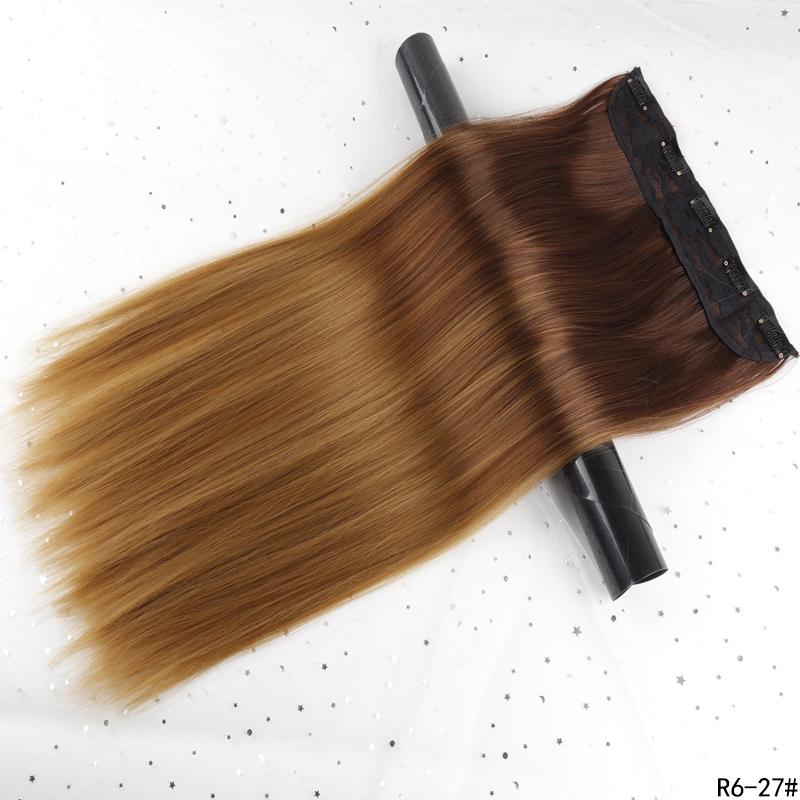 Clip de extensie de păr sintetic, lung și drept natural, în bucăți de păr pentru femei