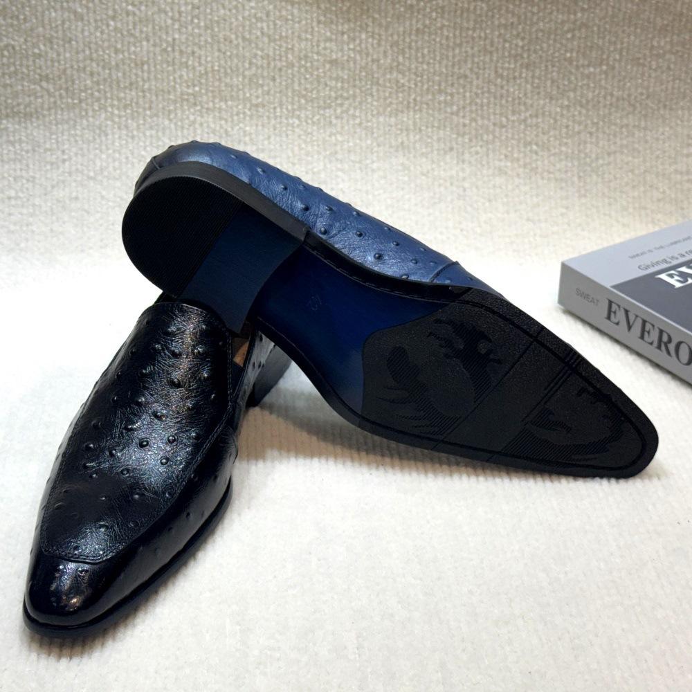 Leather Shoes Trendy New Ostrich Pattern One-Pedal Loafers Business Leisure Light Luxury Cowhide Leather Beanie Shoes
