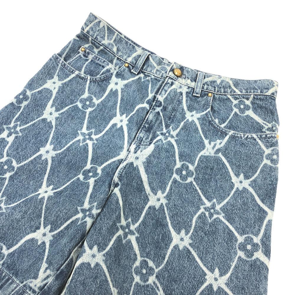 Louis Vuitton 1AFQFD Monogramm-Print Denim-Shorts Unterteile Hosen 24SS Jeanshosen