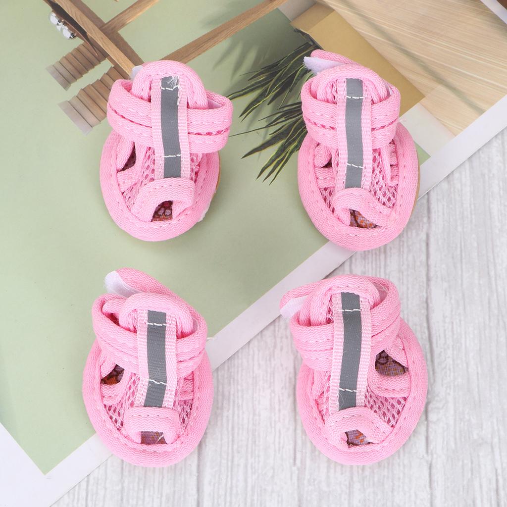 4Pcs Shoes Pet Booties Lightweight Breathable Design for Comfortable Outdoor Wear Size 4 Pink Dog Shoes