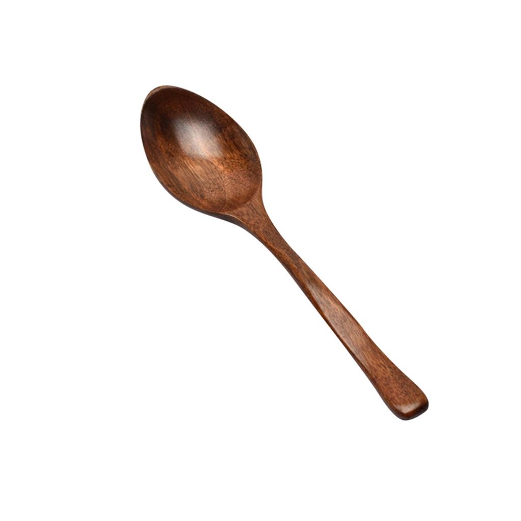 Japanese Wooden Spoon Long Handle Ramen Spoon Baby Eating Spoon Drinking Porridge Spoon Household Wood Tableware Round Spoon