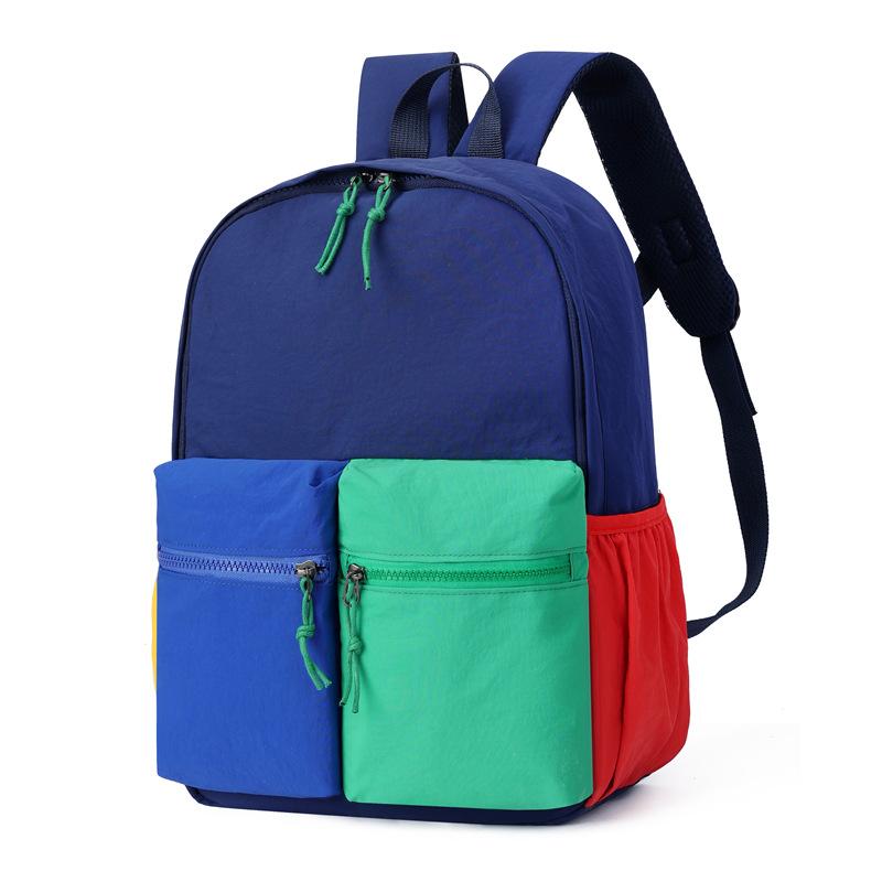Schoolbag New High-value Children's Schoolbag Korean Version Cute Contrasting Color Student Backpack Large Capacity Lightweight Weight Backpack