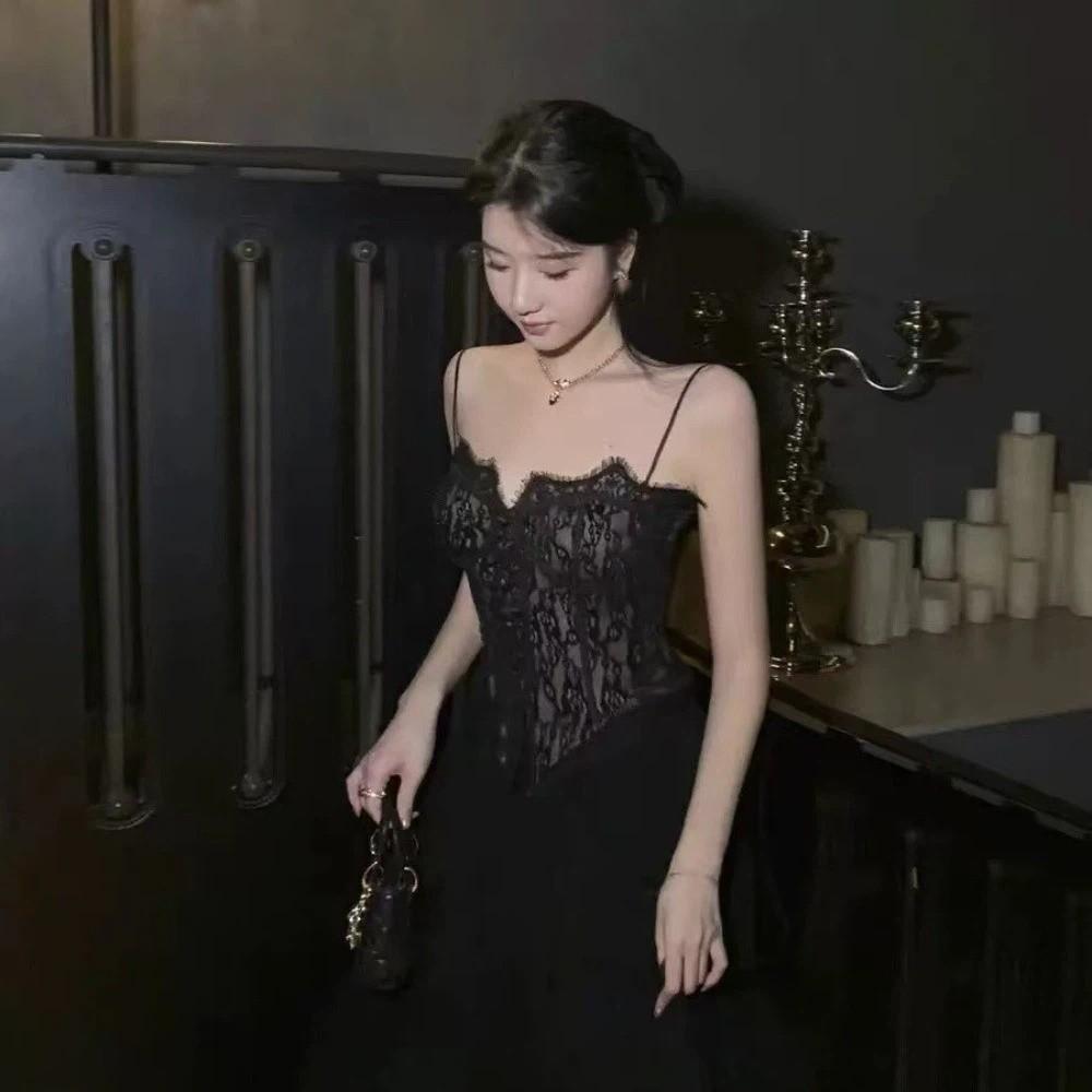 Transparent Lace Corset Sleeveless Suspender Vest Fashion Lace Camisole Spring Summer