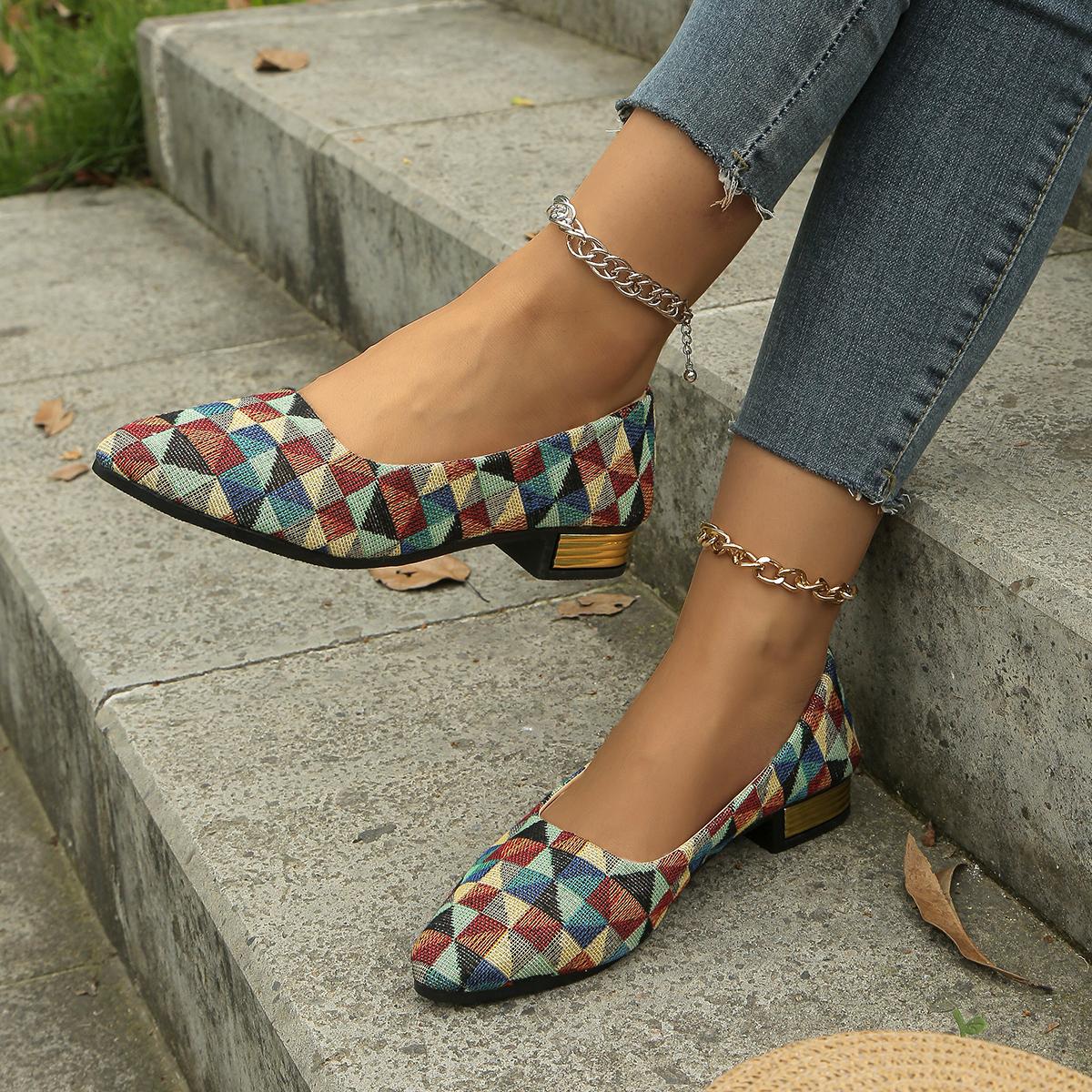 

Fashion Female Shoes on Sale 2024 New fashion Women s Pumps Pointed Toe Mixed Colors Shallow Mouth Square Heels Daily Profession Pumps 42