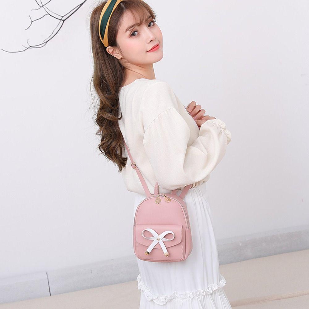 Cute Women Mini Backpack Fashion Shoulder Bag Sweet Big Bow-knot Backpack  Travelling