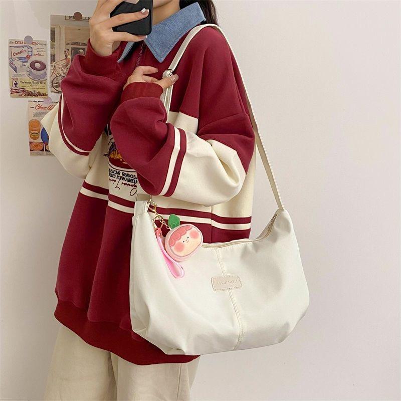 Casual Nylon Womens Shoulder Bag Korean Fashion Simple College Style Crossbody Bag Large Capacity Designer Ladies Handbag Purse