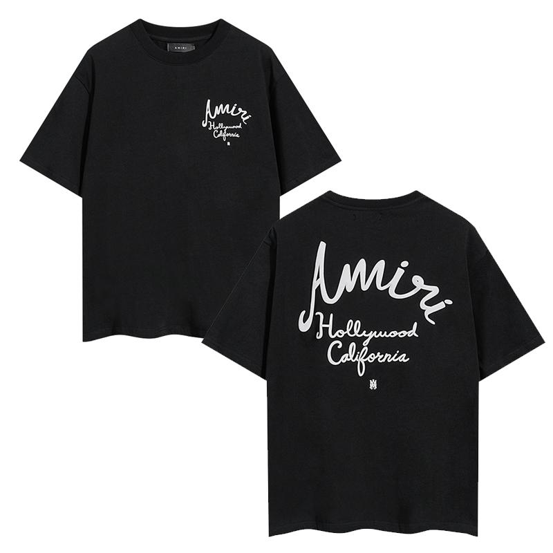 2066 Amiri 2025 Summer New Men's and Women's Loose High Quality Cotton Plus Size T-shirt Couple T-Shirt
