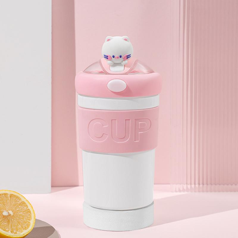 Creative Straw Cup, Simple Women's Glass Cup, Office Girl, High-looking and Cute Water Cup, Double-layer Insulated Cup