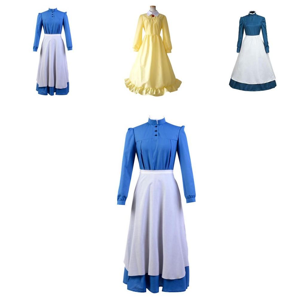 Il Castello Errante di Howl Sophie Magnifico Abito a Maniche Lunghe Costume Cosplay