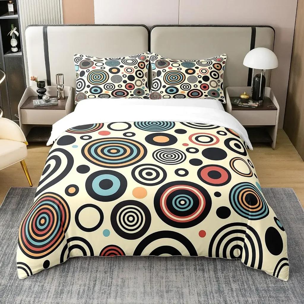 Comforter Vintage Floral Retro Polyester Comforter Colorful Daisy Bedding Set With 2 Pillow Sham Full Size 3 Pieces