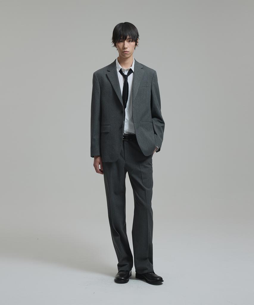 NONBLANK Wool Blend Ribbed Semi-Overfit Blazer_Grey