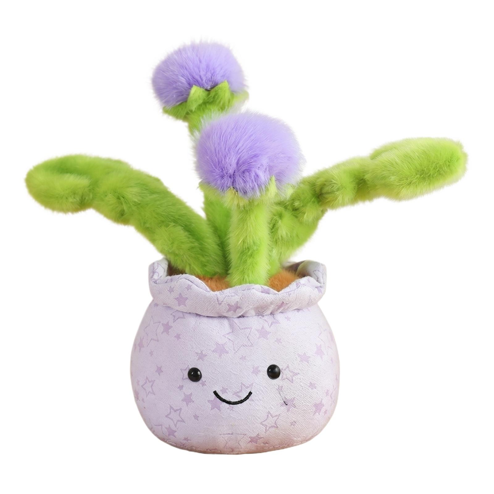

Plush Dandelion Stuffed Toy Soft Plant Doll with Smiling Face Pot Shaped Design for Home Office Desk Decoration Gift One Size