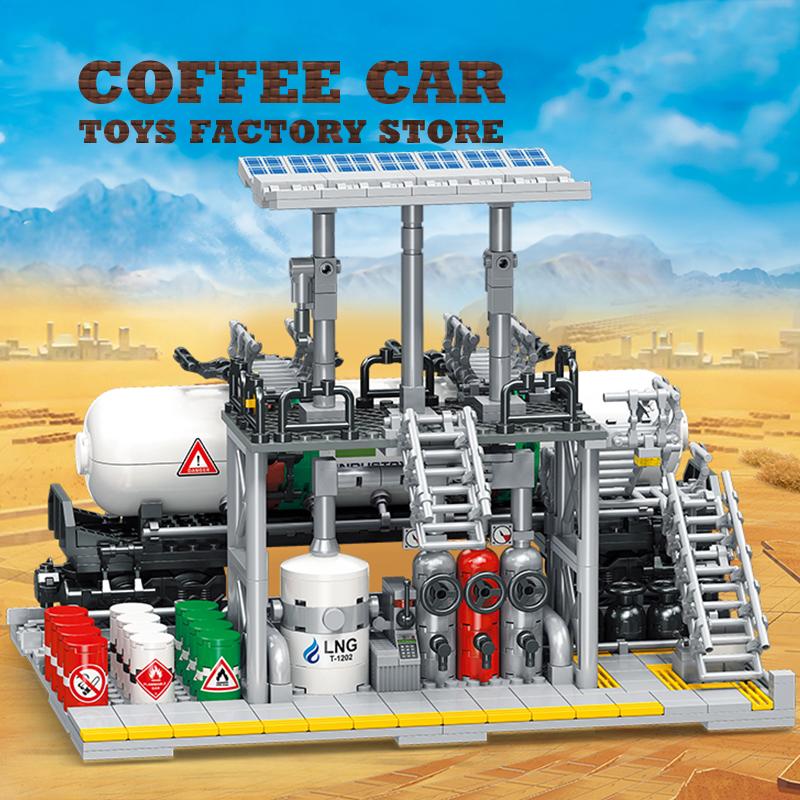 Non-Toxic Street View Petroleum Factory Moc Bricks Puzzle Toys Stem City Natural Gas Storage Center Building Model Blocks Set Kid Gift New