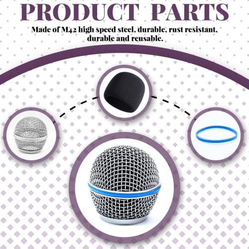Cionyce BETA58A Replacement Microphone Head, Standard Size, Grille Microphone with Foam, Pack of 4