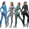 Seamless Knit Quick-Dry Running and Yoga Long Sleeve Set with Slim Fit Pants