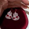 Silver needle ethnic style zircon empty gourd stud earrings new Chinese retro personality temperament earrings light luxury high-end earrings