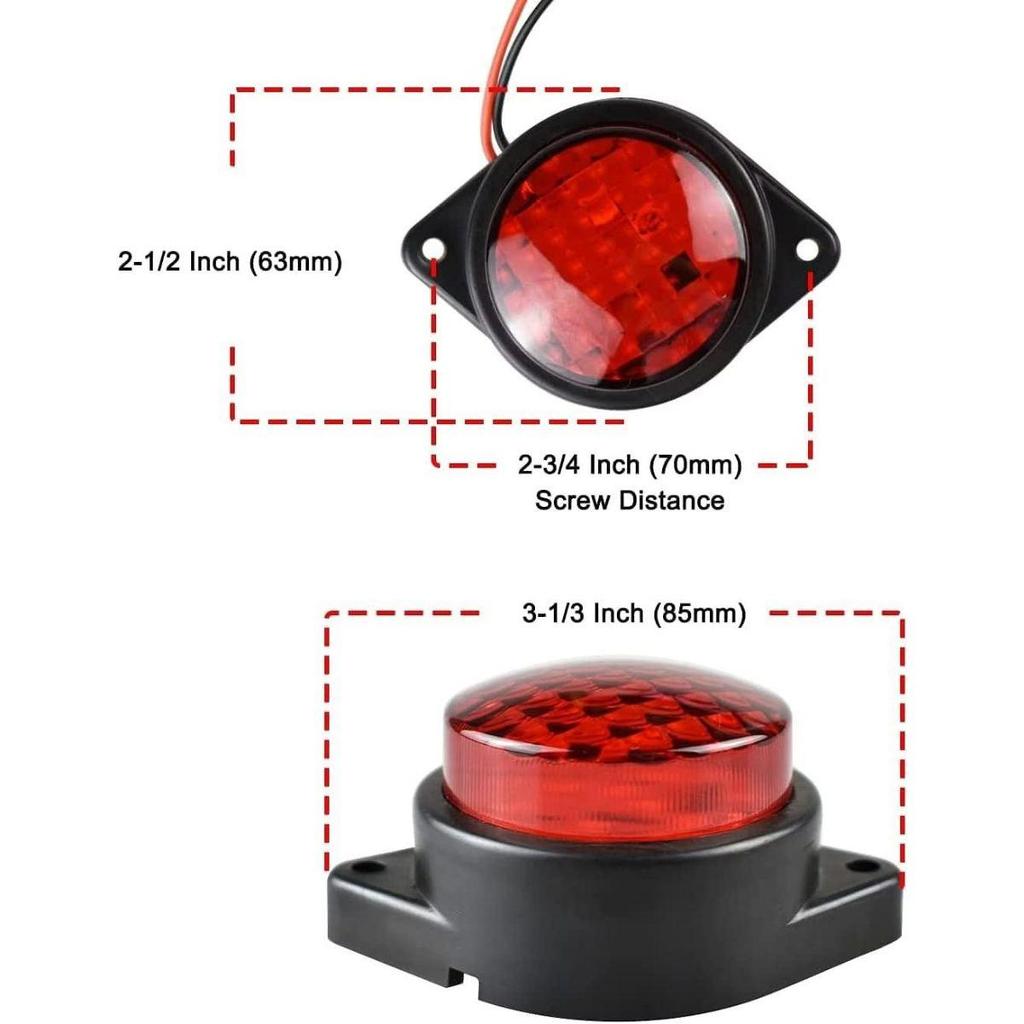 APSMOTIV 10PCS LED Marker Lights Trailer 12V Trailer Red Lights with Chrome Bezel Universial for Auto Car Bus Truck Lorry Trailer Boat Deck Courtesy