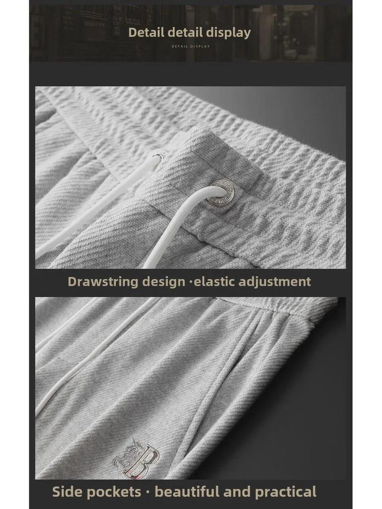 Men's European-Style Embroidered Velvet-Lined Sweatpants - Autumn/Winter Collection
