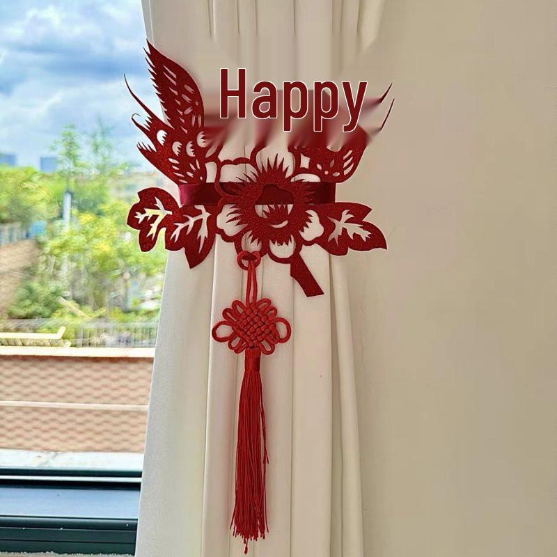 Set Perdele și Legături Dublă Fericire pentru Living sau Decor de Nuntă