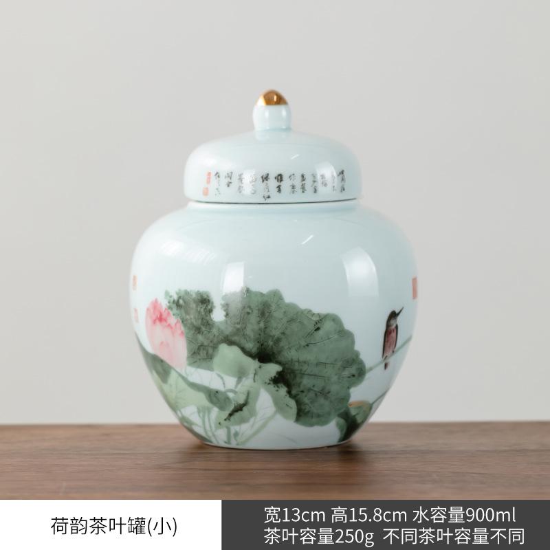 

Chinese Ceramic Fish Tea Candy Box with Lid Table Top Flower Arrangement Vase Handicraft Home Jewelry Food Sundries Storage Jar