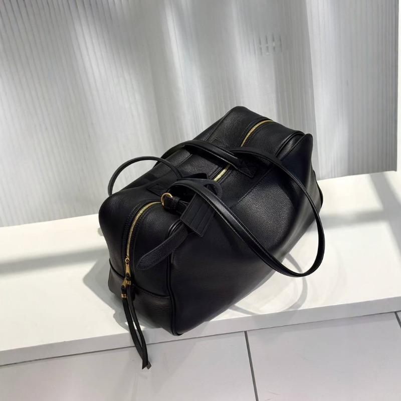 Leather Bowling Bag Women's Niche Light Luxury Shoulder Bag Handbag High-end Versatile Fashion Calfskin Underarm Bag