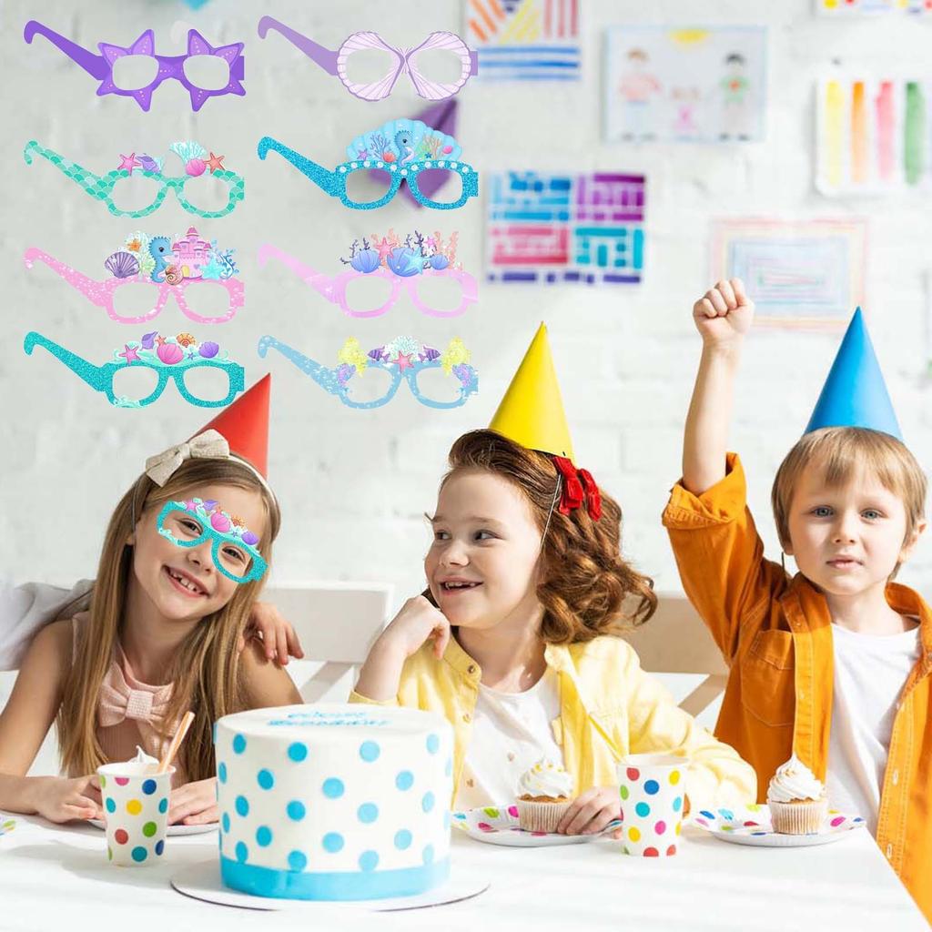 Birthday Party Paper Glasses Summer Underwater World Funny Photo Props