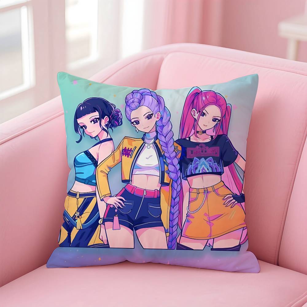 

KPopS D-DemonH-Hunters Pillow Case Pattern Printed Pillowcase for Living Room Sofa Cushion Cover & Bedroom Decor 12x12Inch